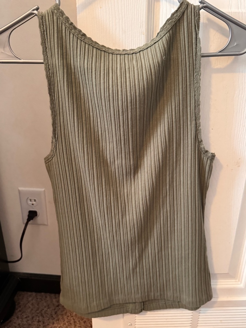 aerie Olive Ribbed Button-Front Tank - Picture 2 of 2